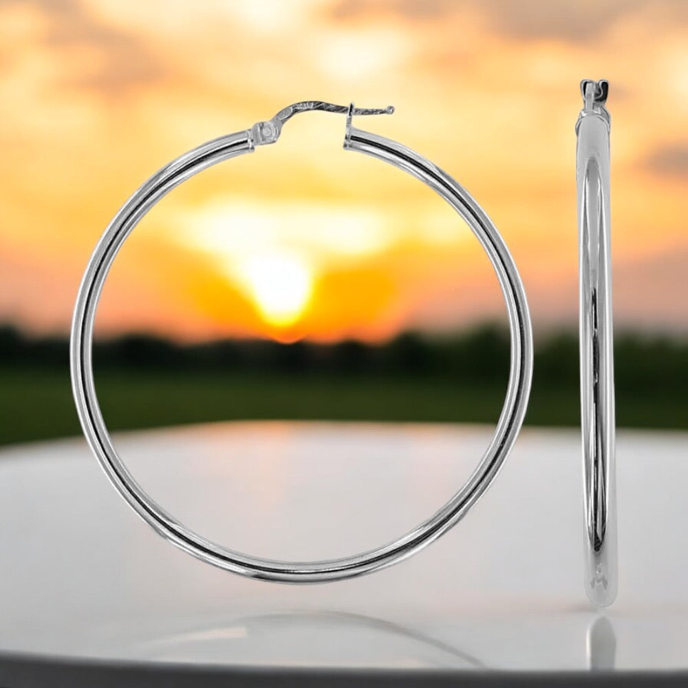 Orecchini A Cerchio In Argento 925 Mm 50 - Cosmo Gioielli - Foto 4